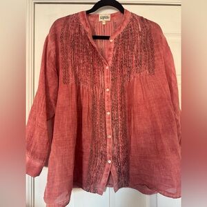 Embroidered Boho Tunic Top in Rich
RedishRose